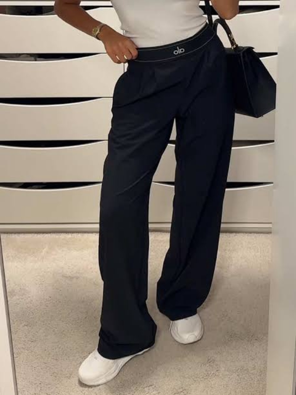 Alo Yoga Suit Up Trouser Wide Leg Pants Black Size XL